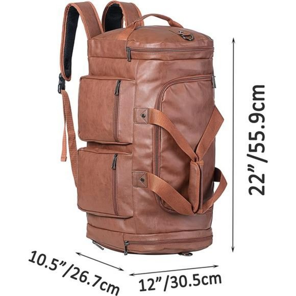 Duffel Backpack with Shoe Pouch, Waterproof Bags  Backpack for Men Women-Brown main image 4